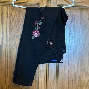 YMI Black embroidered and distressed skinny jeans